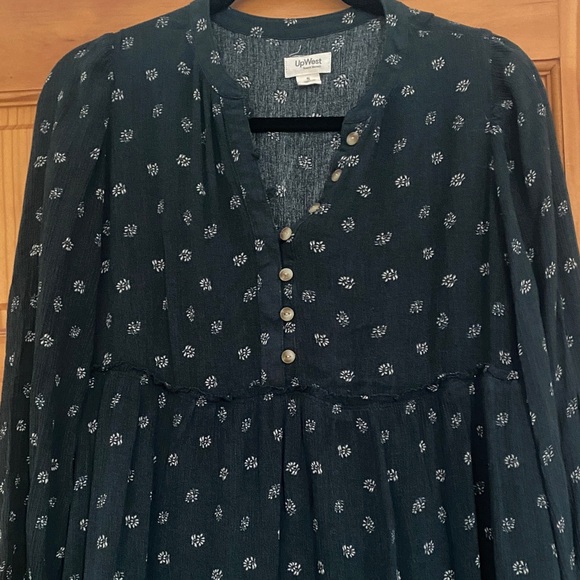 UpWest Women's Forest Green Floral Long Sleeve Dress - Picture 2 of 15